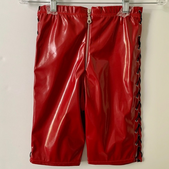 2 FOR 1 PVC Biker Shorts w/ Side Lace-up - Picture 7 of 14